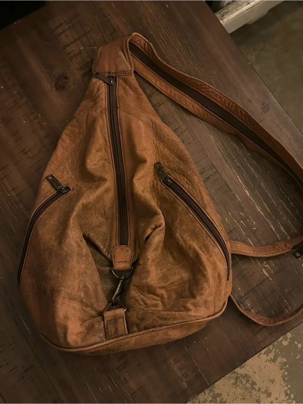 Vintage Scully Leather Convertible Sling Backpack